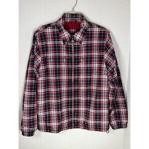 Catalina Jacket Womens Large 12/14 Plaid Red Navy Blue Windbreaker Rain Coat